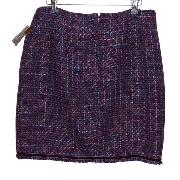 Bandolino Size 12 Purple Tweed Mini Skirt - Fringe Hem, Textured, Professional - Picture 3 of 6